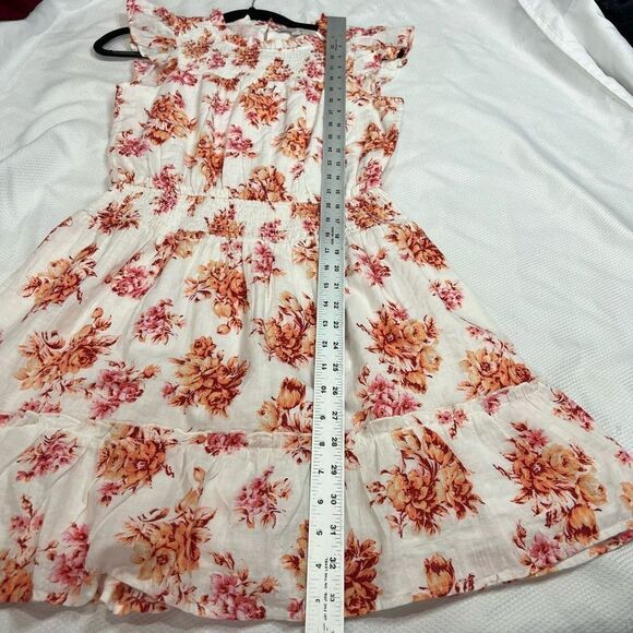 Loft‎ Whisper White Floral Smocked Ruffle Flare Dress - Picture 4 of 7